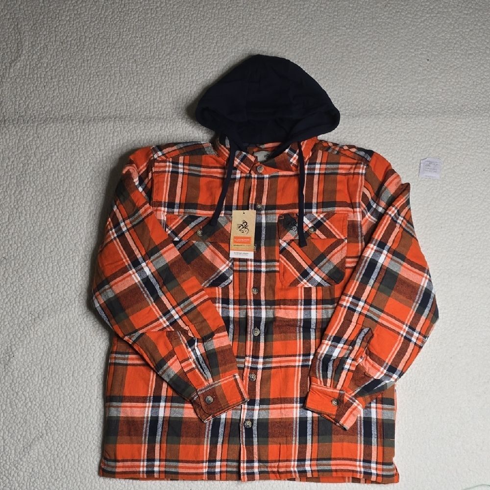 3191 NWT Legendary Whitetail Men's Maplewood Hooded Flannel Shirt Jacket Sz Lg